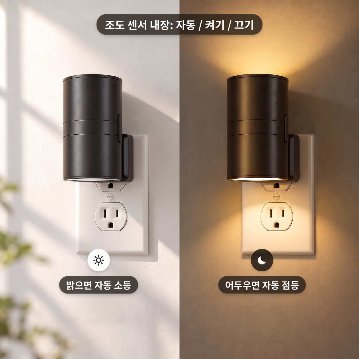 조도 센서 내장: 낮에는 꺼지고 어두워지면 켜져요